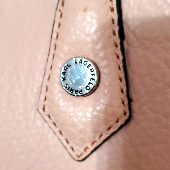 KARL LAGERFELD PINK PEBBLE LEATHER SATCHEL BAG - Picture 9 of 17